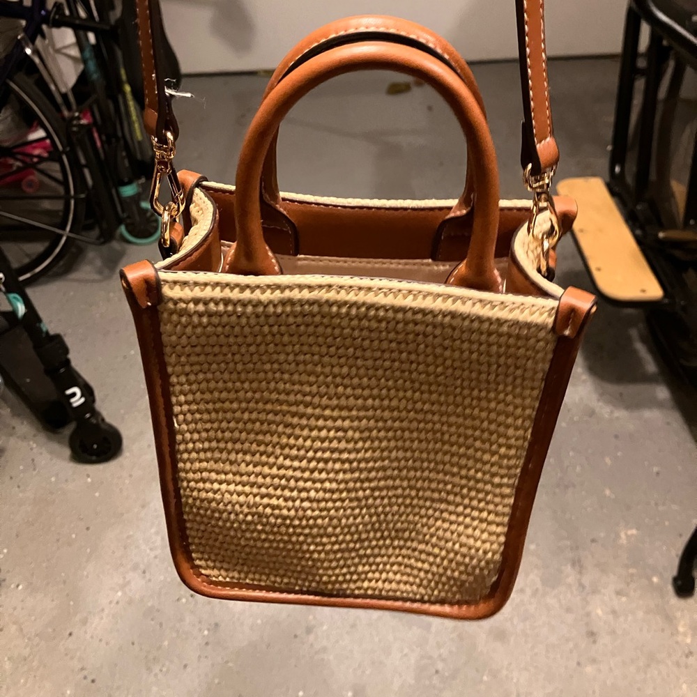 H&M Tan and Brown Mini Woven Bag